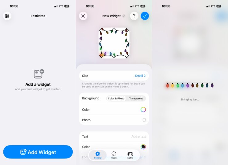 Как добавить гирлянду на рабочий стол iPhone. В виджет можно добавить фотографию или сделать его прозрачным. Как добавить гирлянду на рабочий стол iPhone. В виджет можно добавить фотографию или сделать его прозрачным. Фото.