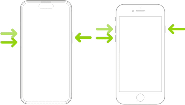Как выполнить жесткую перезагрузку айфона. Перезагрузка тремя кнопками работает и на безрамочных моделях, и на айфонах с клавишей Home. Изображение: apple.com. Фото.