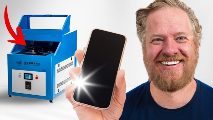 В Китае появился станок, который маскирует старый айфон с царапинами под новый. Не попадитесь! Полирнул и рад. Изображение: YouTube. Фото.