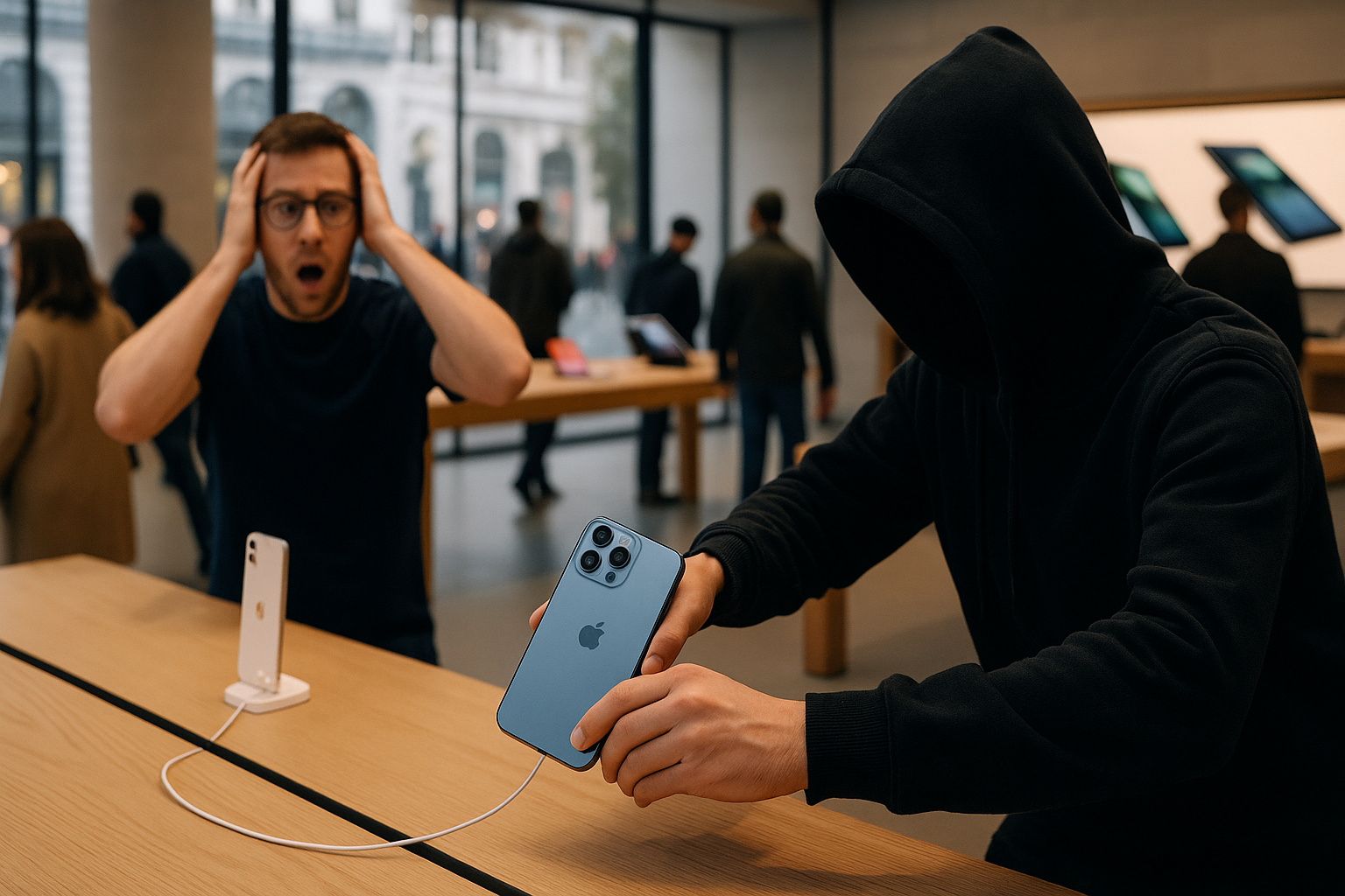 Почему Apple не мешает воровать айфоны из своих магазинов