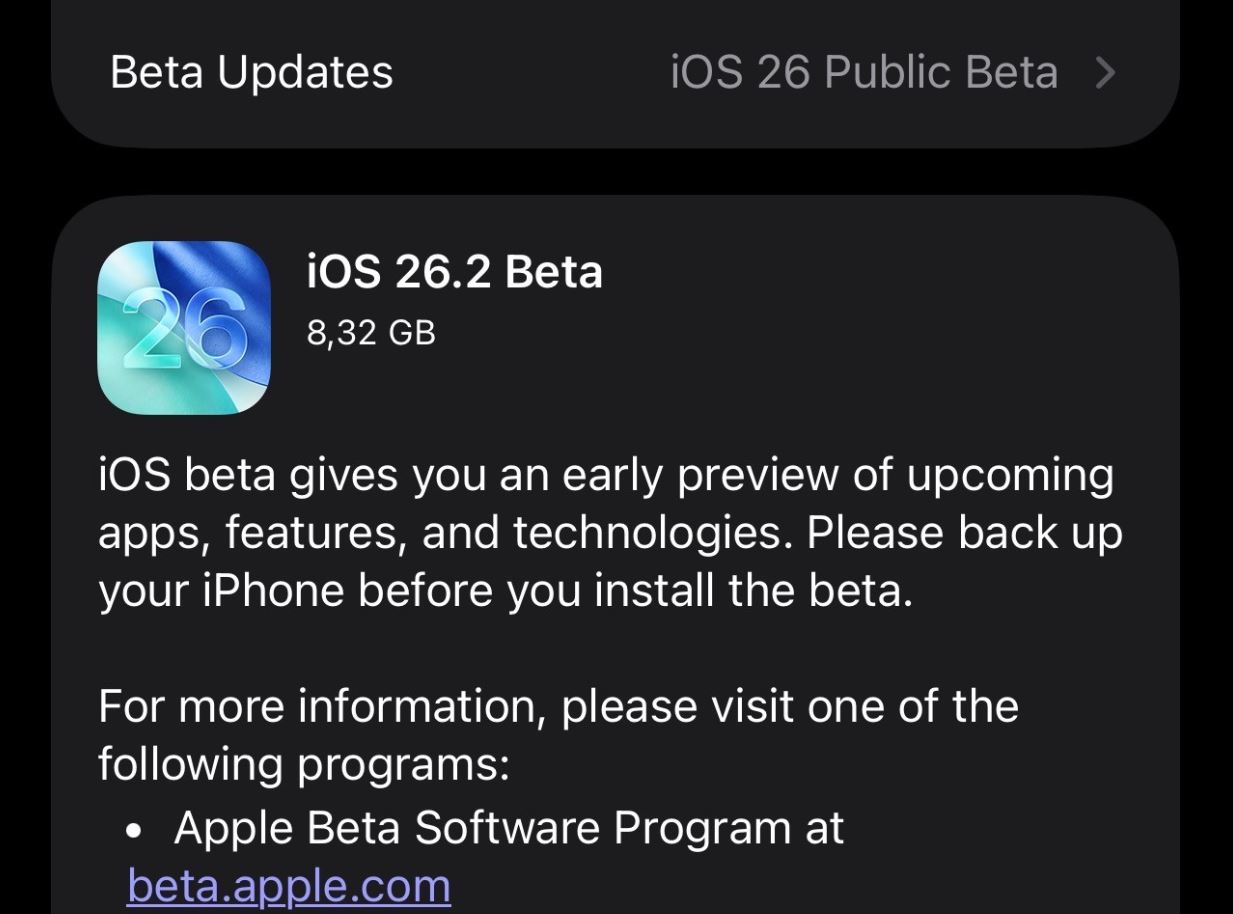 Как скачать iOS 26.2 на Айфон. Бета-версия уже доступна в настройках Айфона. Как скачать iOS 26.2 на Айфон. Бета-версия уже доступна в настройках Айфона. Фото.