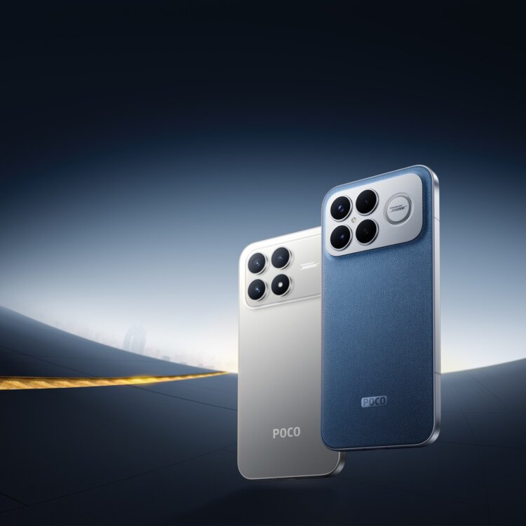 POCO F8 Ultra — флагман, который удивляет звуком, дизайном и видеосъемкой. Смартфон с сабвуфером и панелью под «джинс». Фото.