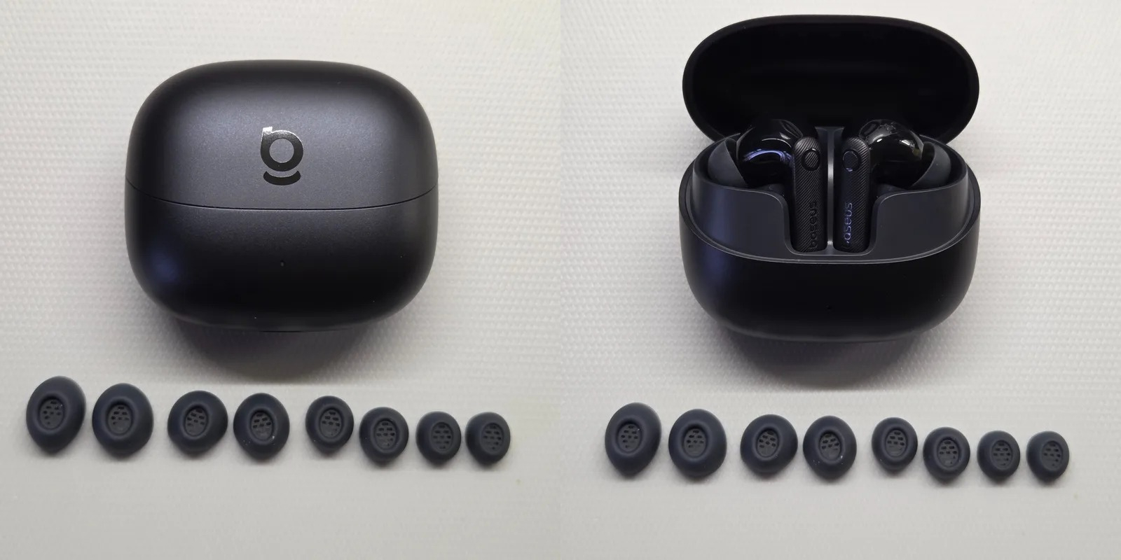 Беспроводные наушники с шумоподавлением. В комплекте куча насадок. Фото.