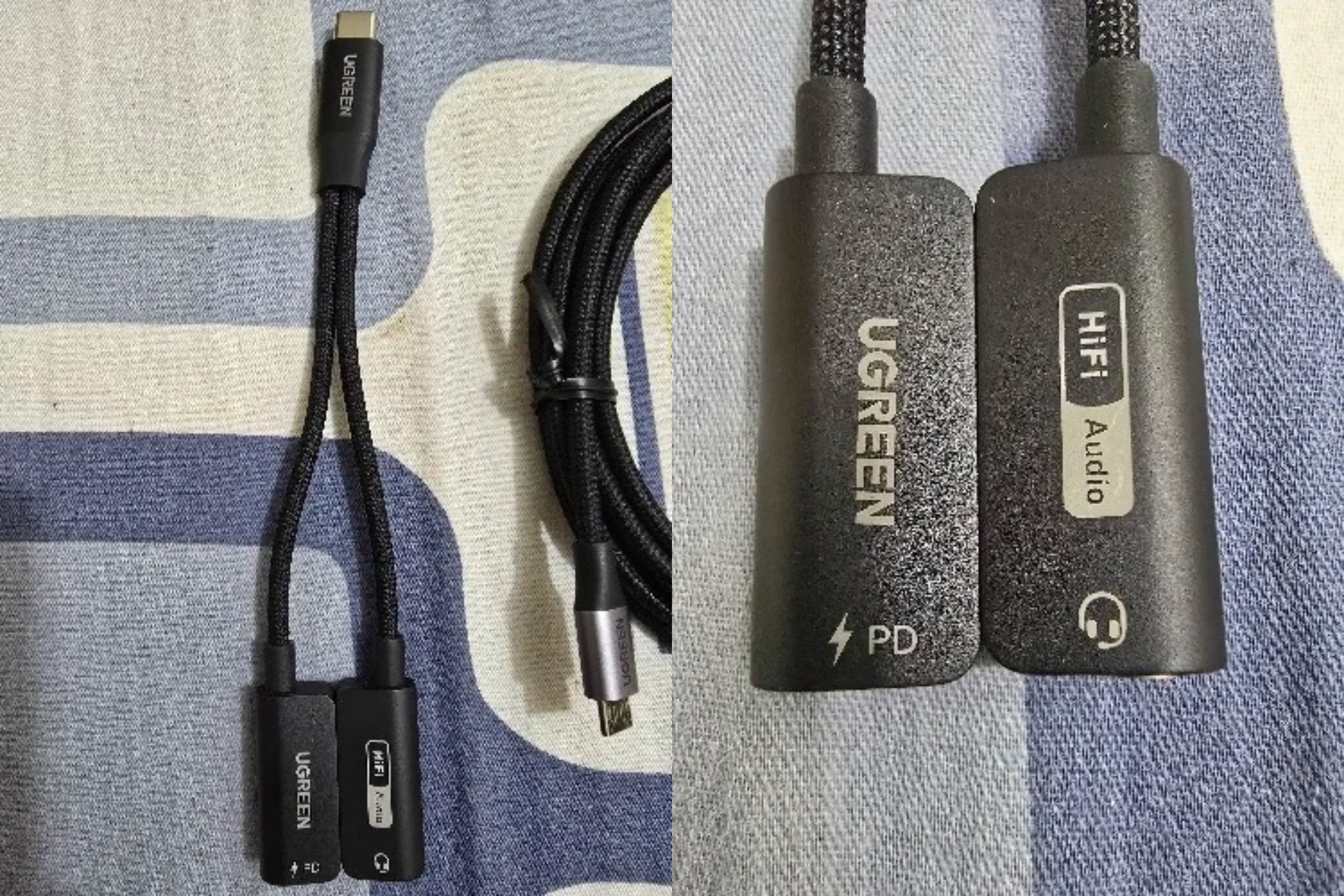 Переходник с USB-C на 3,5 мм. Одновременно можно заряжать смартфон и слушать музыку через проводные наушники. Фото.