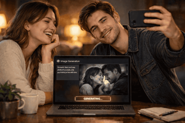 Заставка на телефон: Как сделать парную фотографию через ChatGPT, где парень смотрит на девушку влюбленным взглядом. Фото.