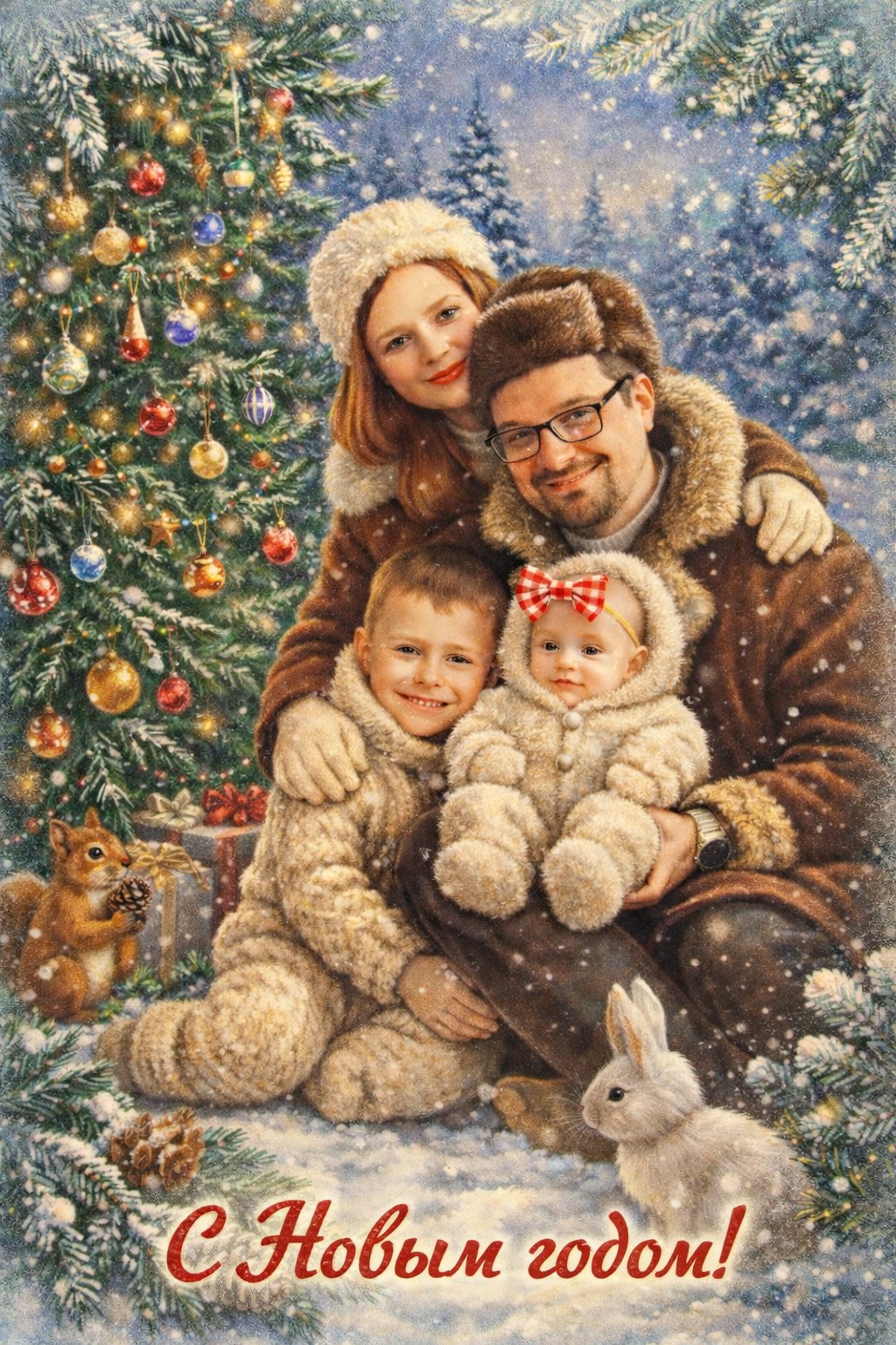 Как я сделал новогоднюю ретро-открытку из своей фотографии с помощью нейросетей. Результат. Как я сделал новогоднюю ретро-открытку из своей фотографии с помощью нейросетей. Результат. Фото.