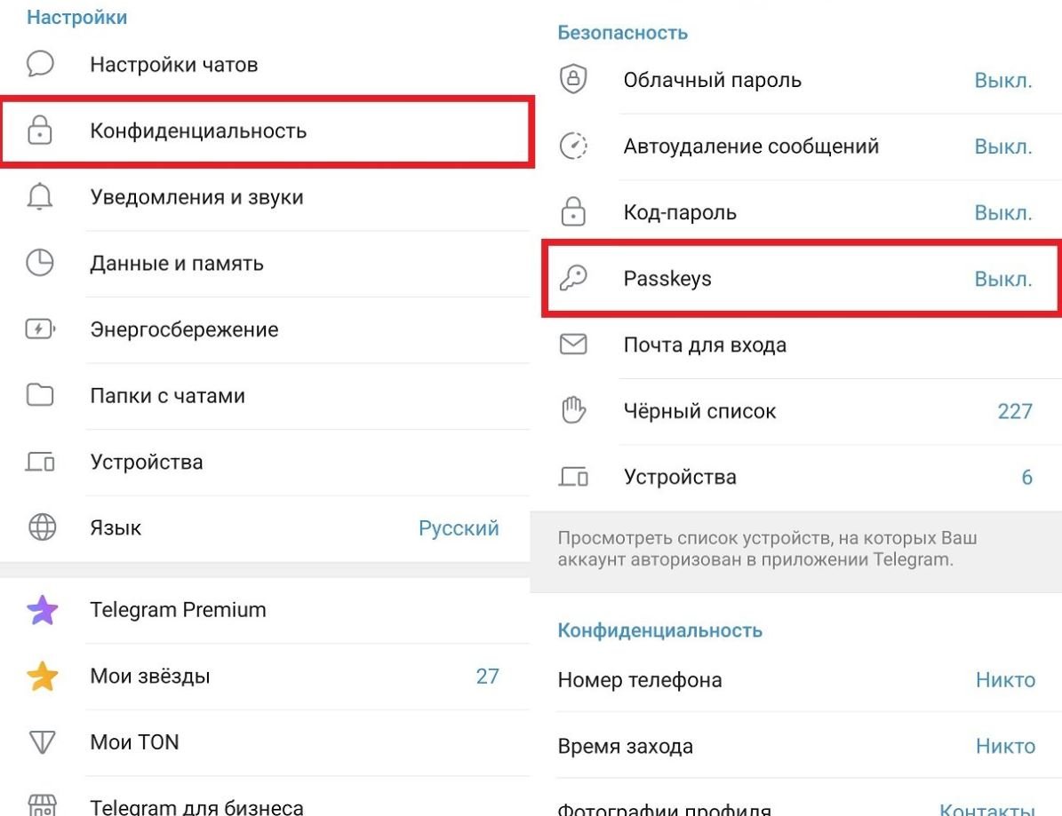 В Telegram добавят ключи доступа для входа в аккаунт без пароля и кода из СМС. В Бета-версии функция пока не работает. Фото.