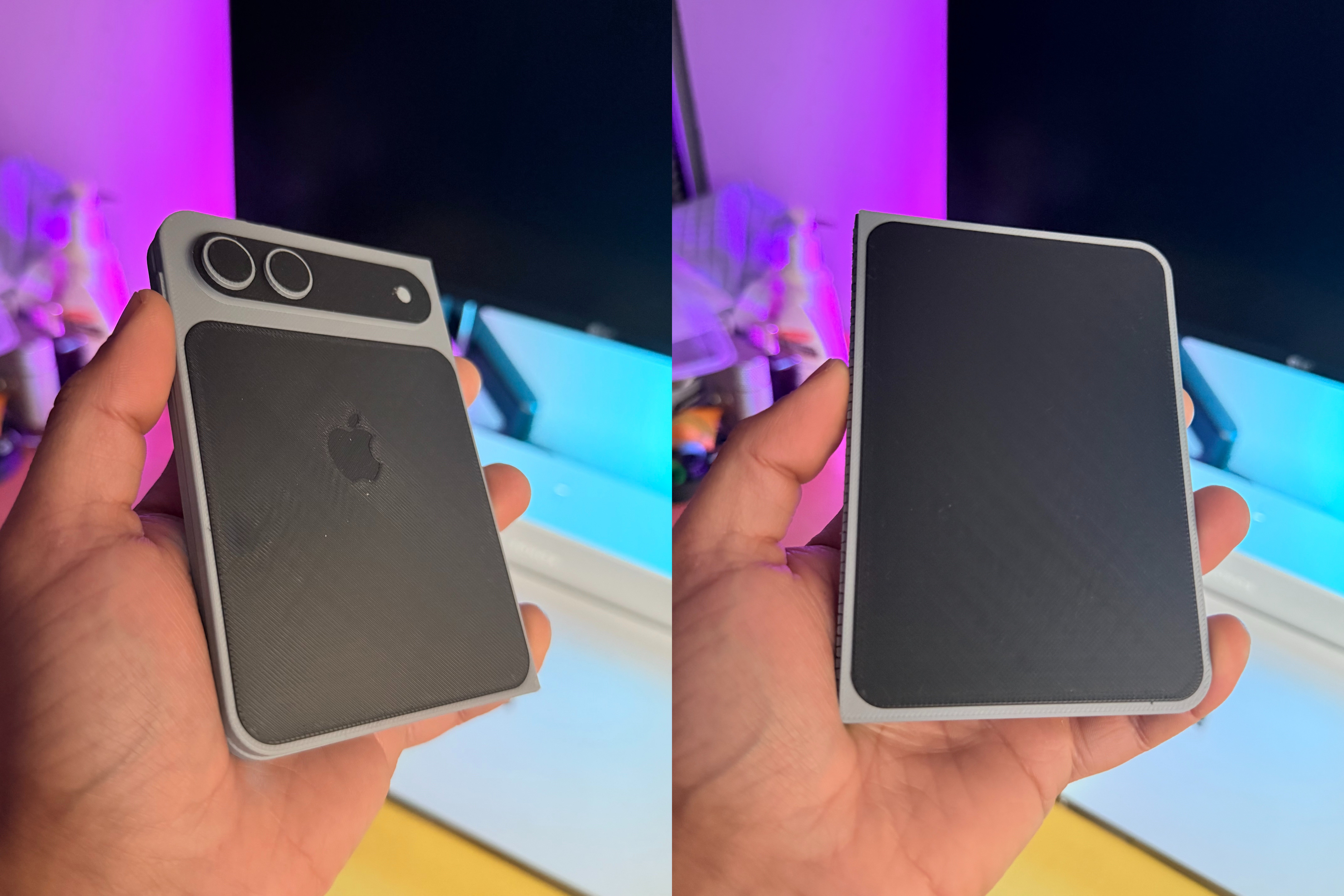 Складной iPhone Fold уже напечатали на 3D-принтере, вот как он выглядит. Смартфон будет практически квадратным. Изображение: makerworld.com. Фото.