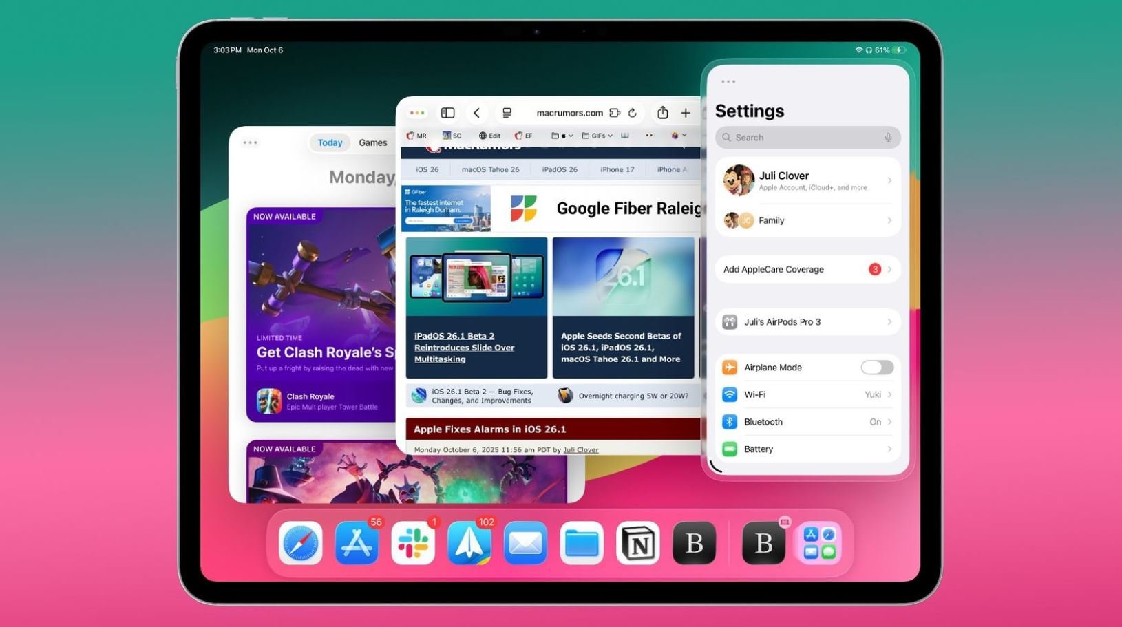 Новые функции iOS 26.2. Новые фишки многозадачности в iPadOS 26.2. Фото: macrumors. Новые функции iOS 26.2. Новые фишки многозадачности в iPadOS 26.2. Фото: macrumors. Фото.
