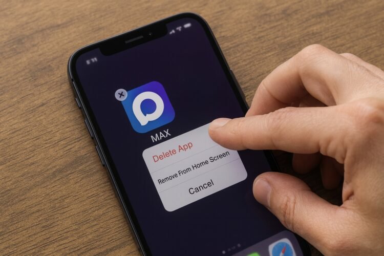 Как полностью удалить MAX с айфона и что делать, если нет кнопки для удаления мессенджера. Фото.