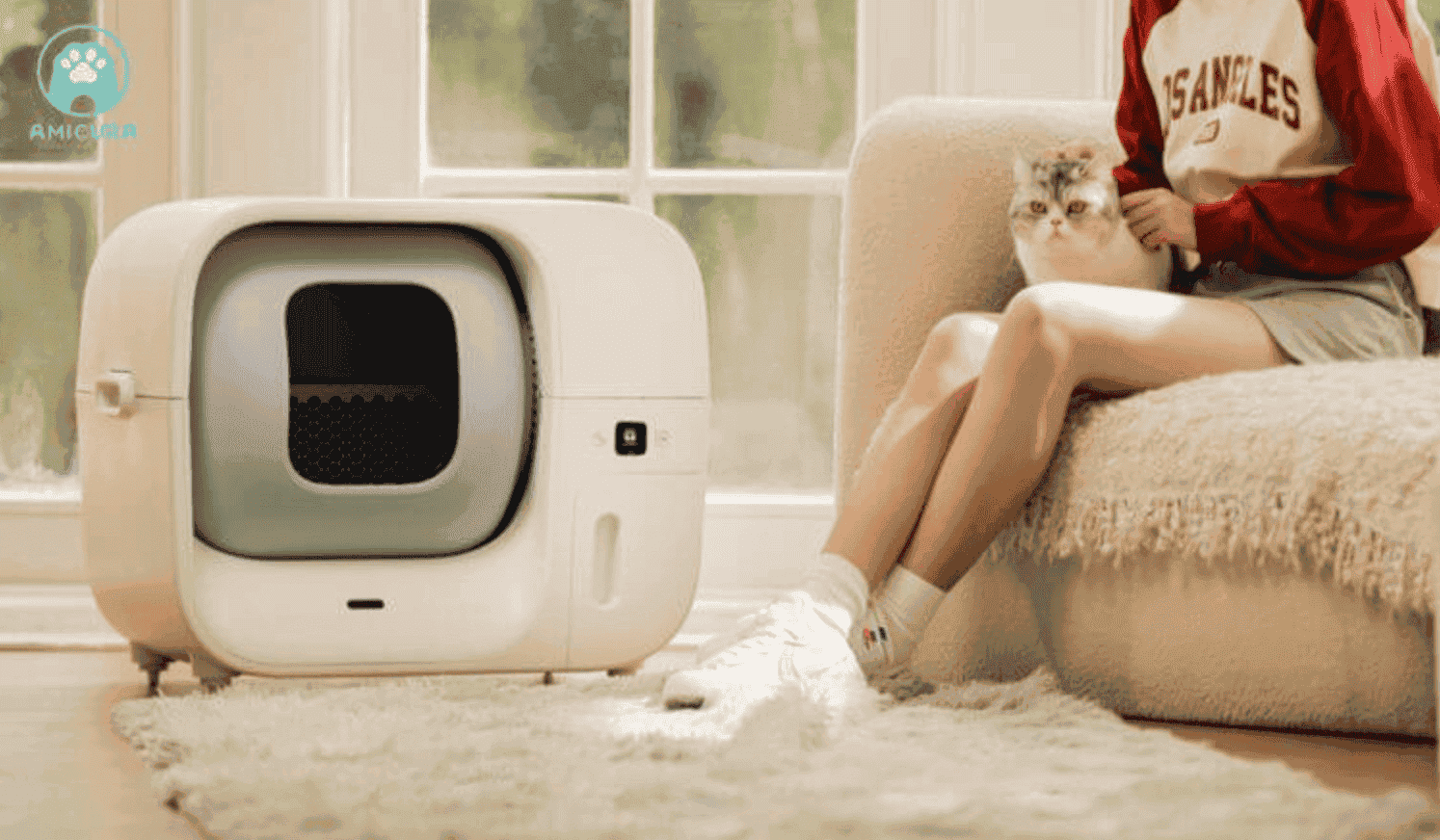 Автоматический лоток для кошек. И эту грязную работу можно поручить технике. Фото.