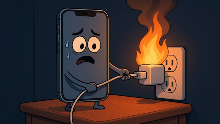 Что будет, если оставить зарядку в розетке на ночь, и почему не стоит так делать постоянно. Зарядка для смартфона может стать причиной пожара? Разбираемся. Фото.