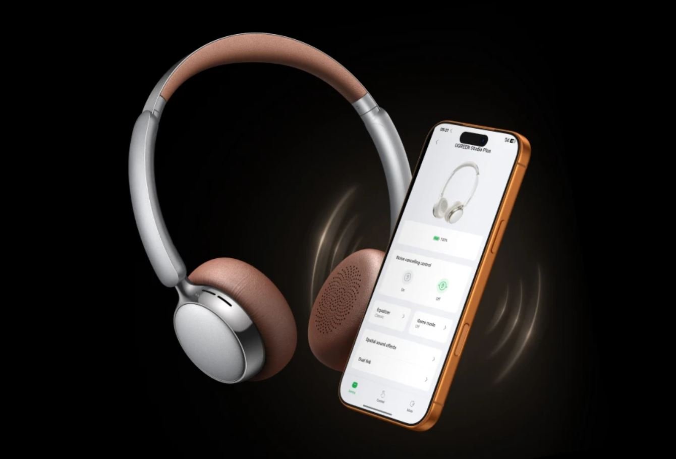 Беспроводные наушники недорого. Наушники UGREEN оценят многие благодаря хорошему звучанию и удобному оголовью. Фото.