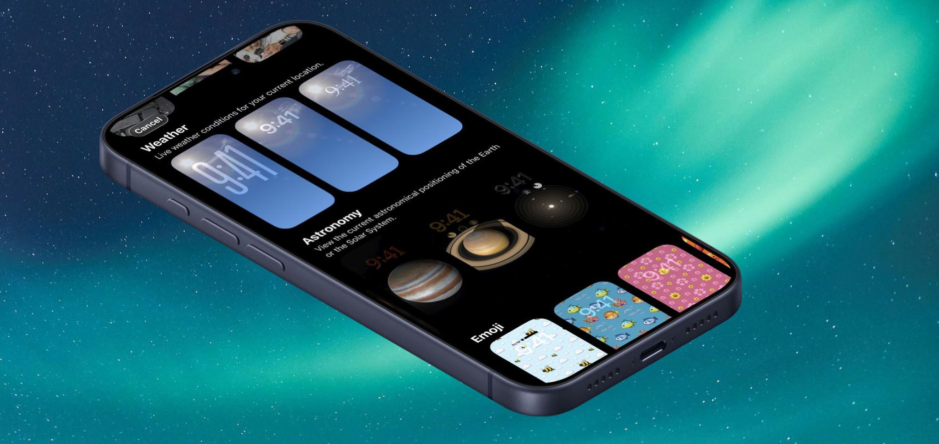 Какие функции появятся в iOS 26.3. Обои с погодой вынесли в отдельный раздел — там уже есть готовые варианты. Фото: 9to5mac. Фото.