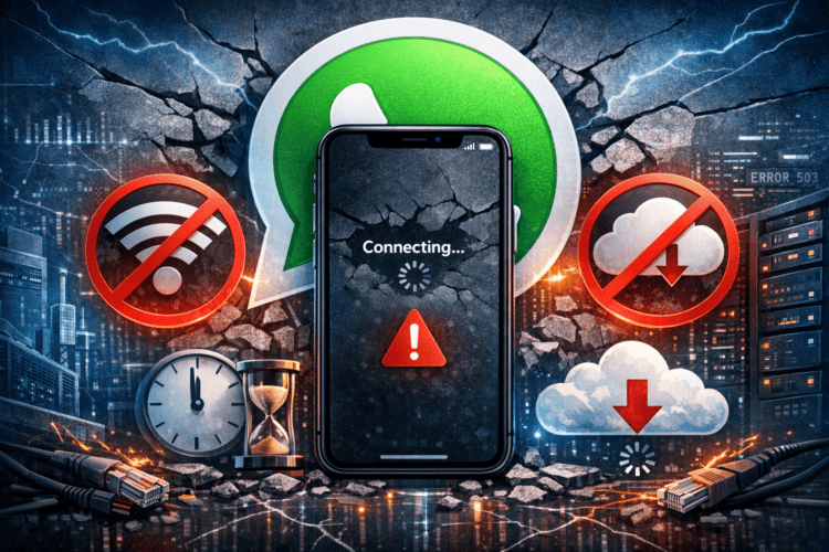 Почему в WhatsApp на iPhone не отправляются и не загружаются сообщения. Фото.