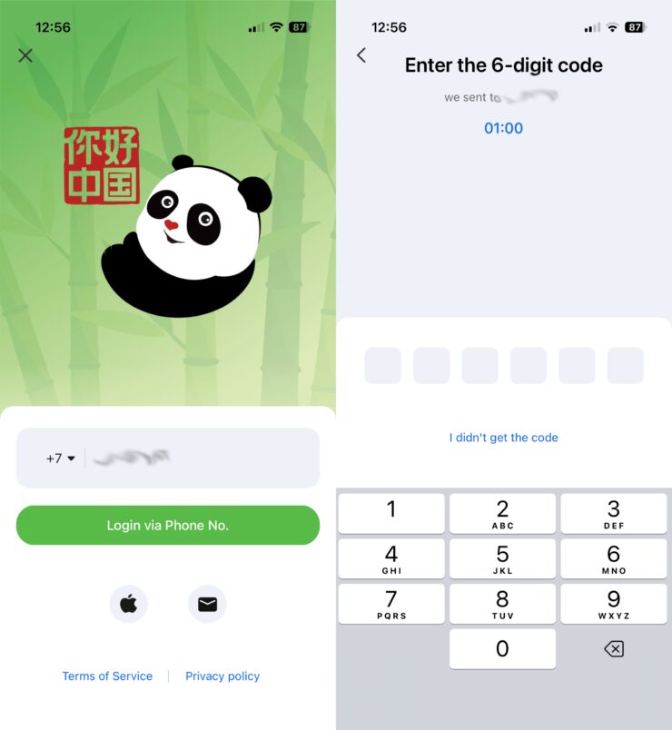 Как платить в Китае российской картой через Nihao China. Регистрация по номеру работает практически со всеми странами мира. Фото.