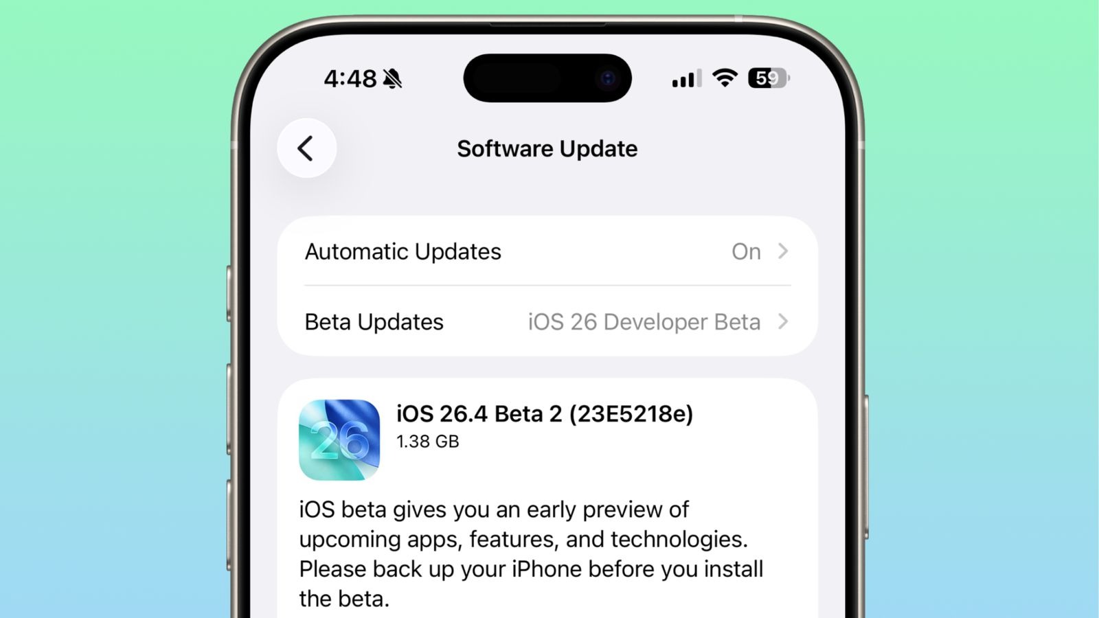Собрали все новые функции, которые появились во второй бета-версии iOS 26.4. Номер сборки теперь видно в меню обновления. Изображение: macrumors.com. Фото.
