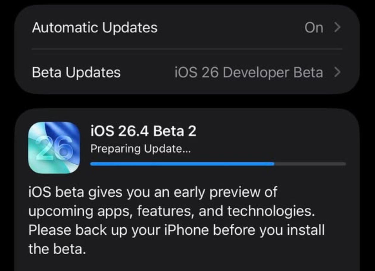 Как скачать бету iOS 26.4 на Айфон. Новая бета-версия доступна в настройках Айфона. Фото.