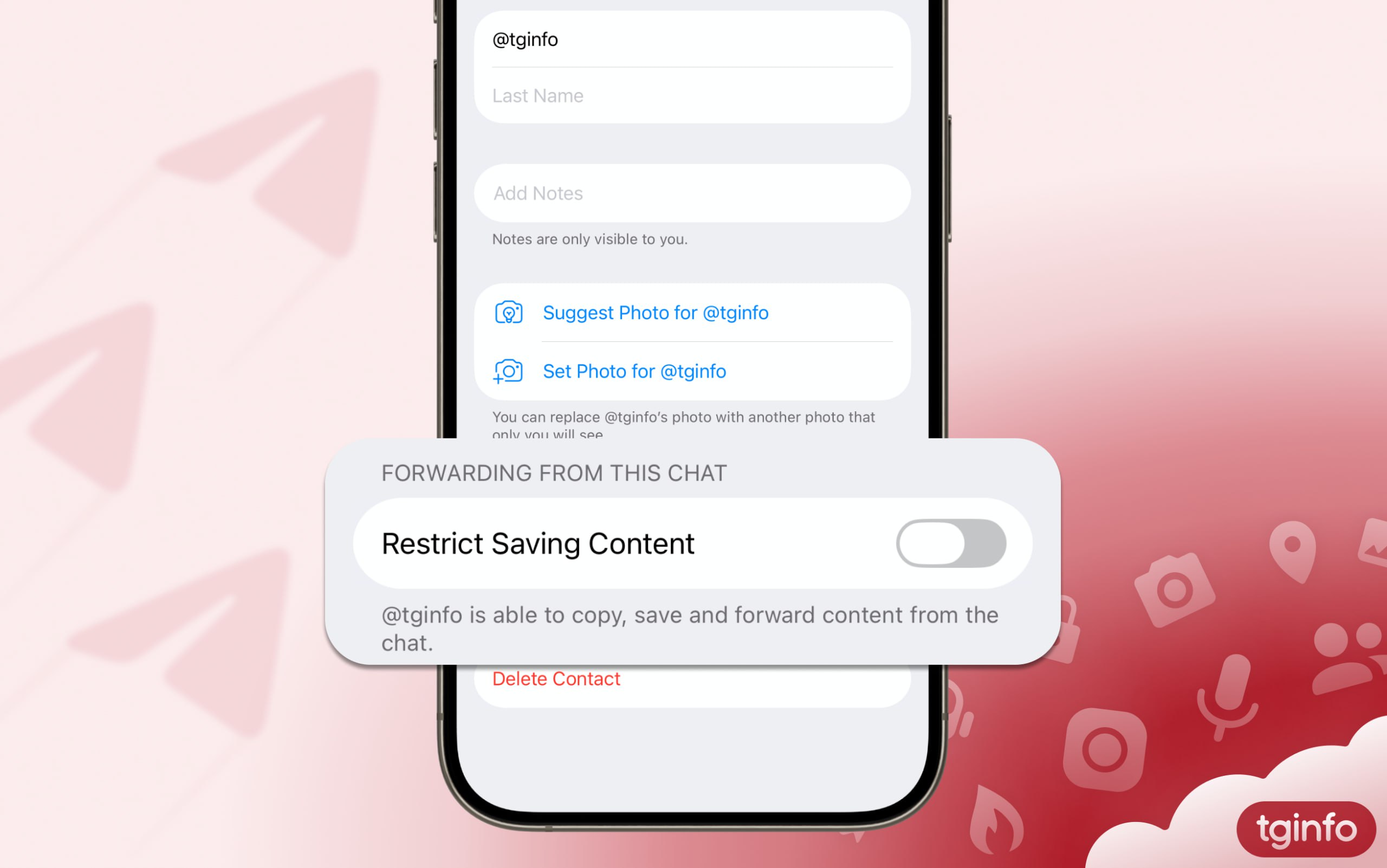 В Telegram появится запрет на пересылку сообщений из личных чатов. Как будет работать и когда выйдет новая функция. Активируйте этот тумблер, и переслать или скопировать и сохранить из чата ничего будет нельзя. Изображение: Beta Info. Фото.