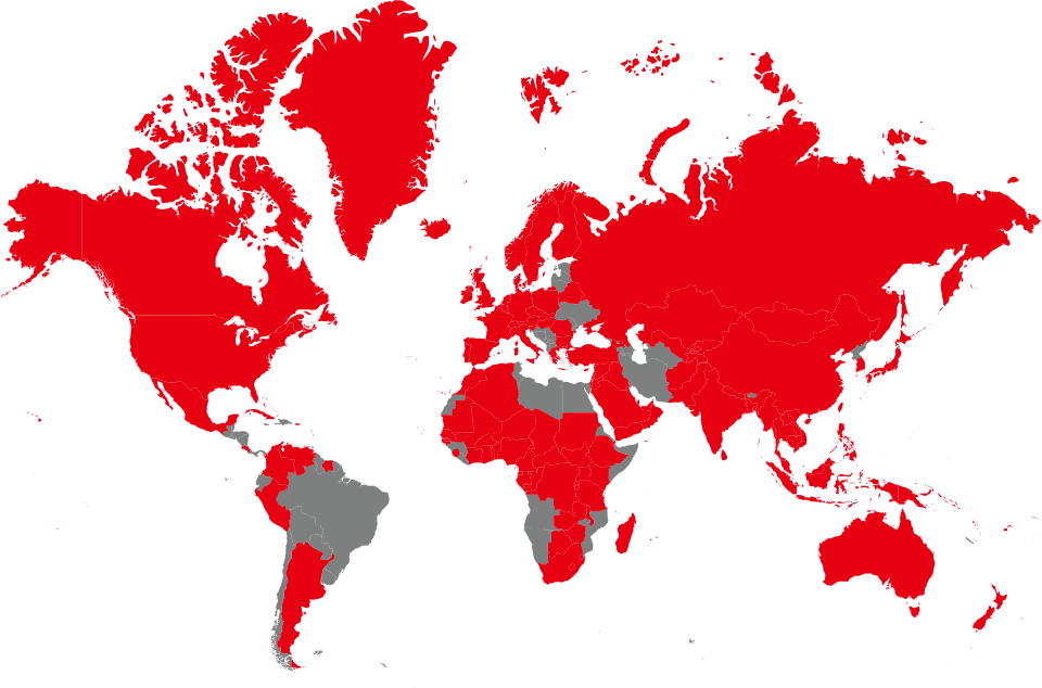 В каких странах работает российская карта Россельхозбанка. Красным отмечены страны, где должна работать карта UnionPay. Фото.