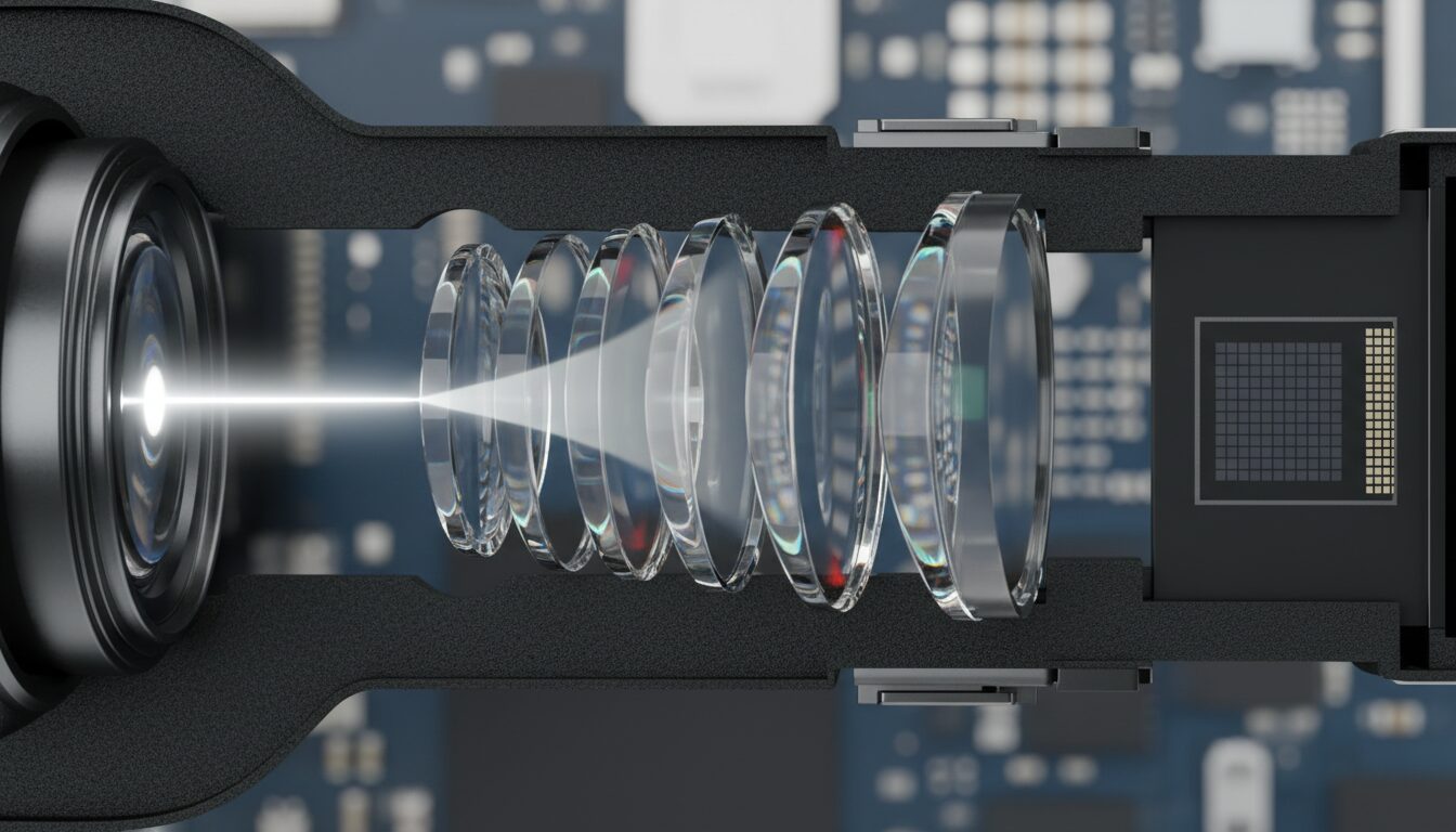 Что делают линзы в смартфоне. Шесть-семь пластиковых линз внутри одного крошечного модуля — и каждая работает над тем, чтобы ваш снимок был резким.. Фото.