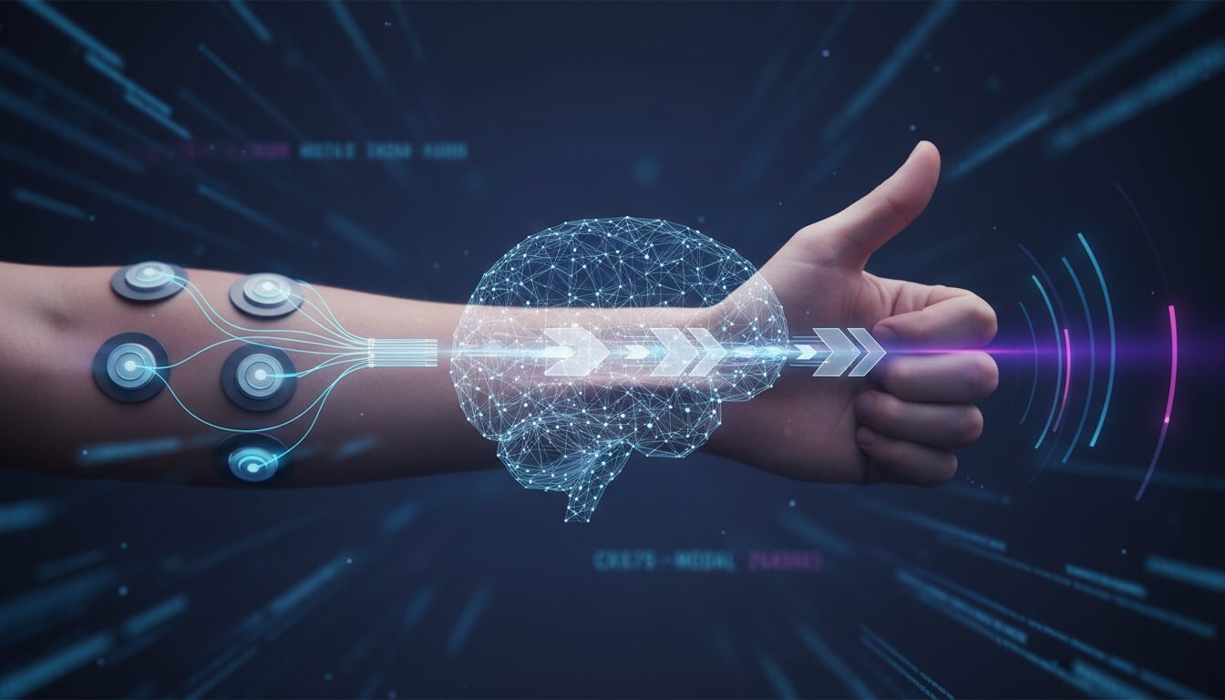 Как работает EMBridge и почему это прорыв. Модель буквально учится «переводить» с языка мышц на язык жестов — даже если этот конкретный жест она видит впервые.. Фото.