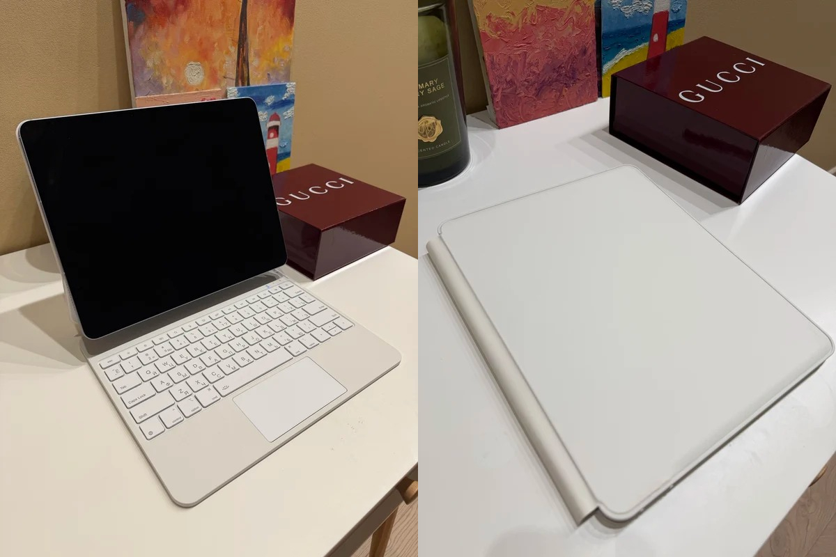 Дешевый аналог Magic Keyboard для iPad Air и iPad Pro. Есть вариант в черном и белом цвете. Фото.