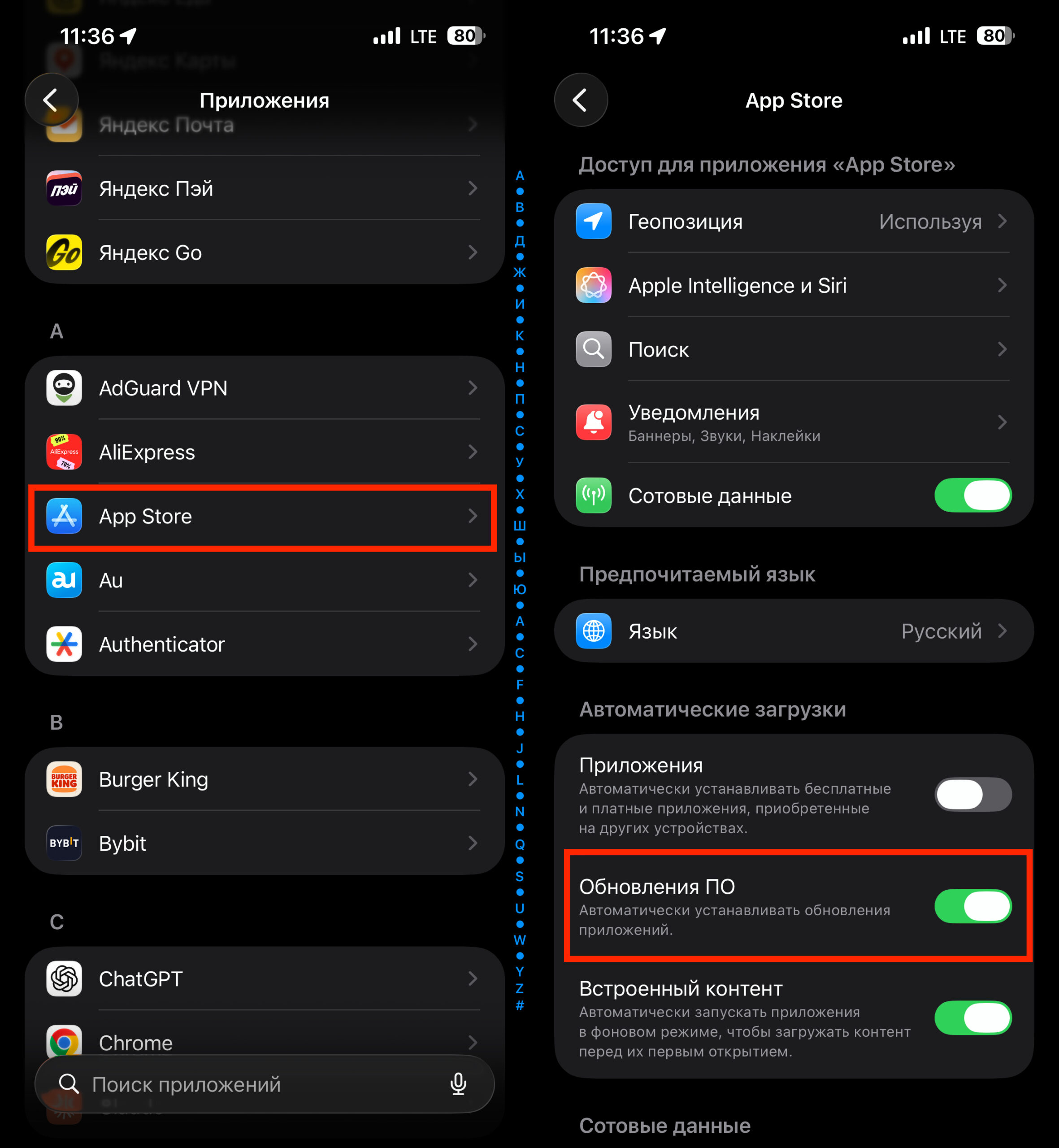 Какой способ обновления приложений на iPhone выбрать. Включите этот тумблер, и приложения будут обновляться сами. Фото.