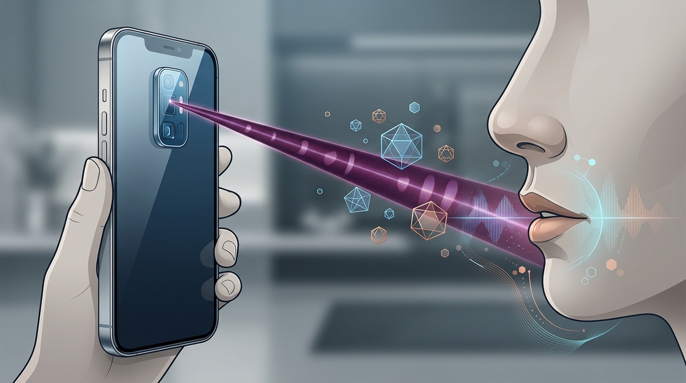 Схема работы датчика: инфракрасный луч проходит через выдыхаемый воздух