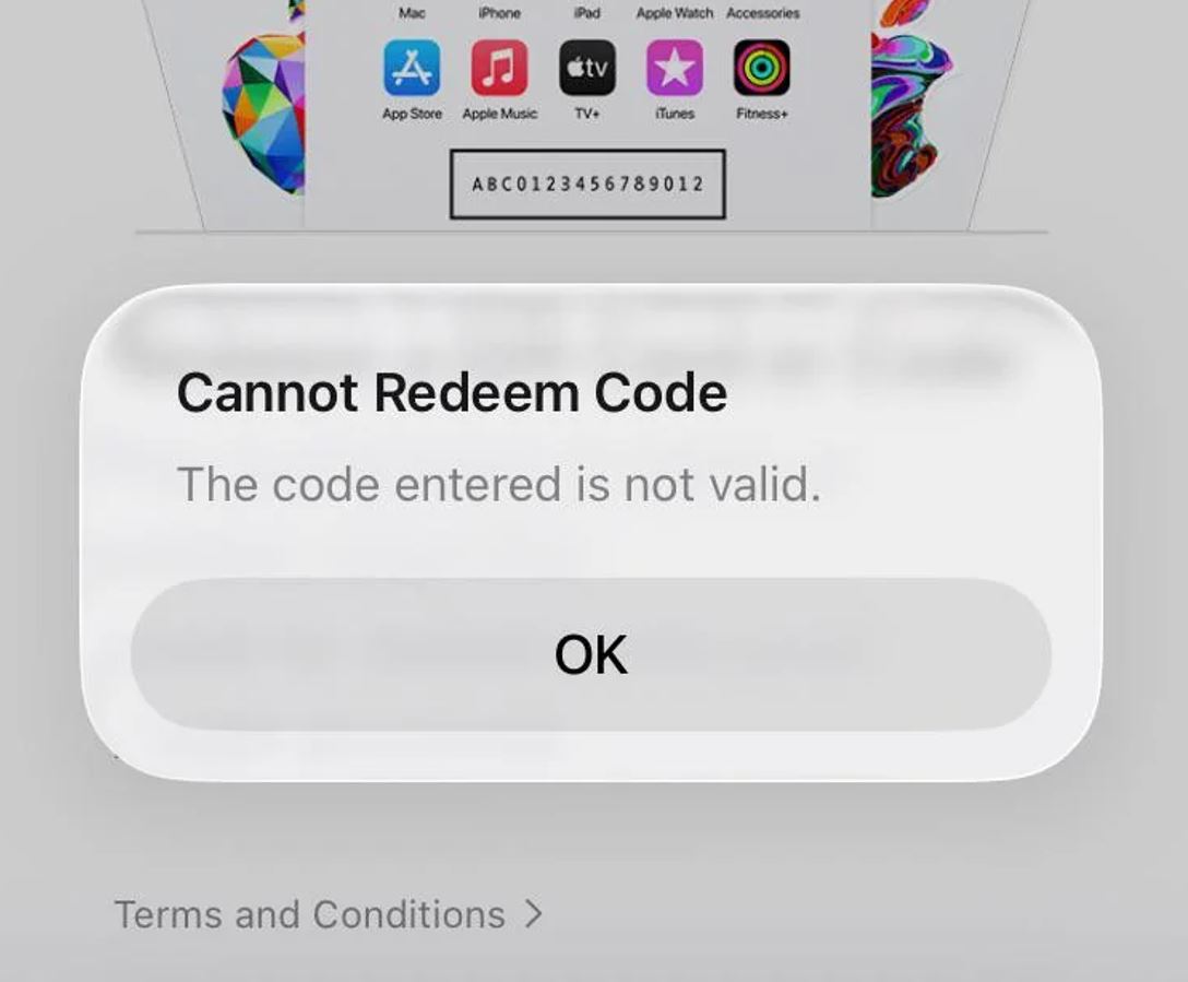 Подарочная карта App Store США в долларах — где взять в России. Бывает и такой сбой при активации гифт-карты. Фото.