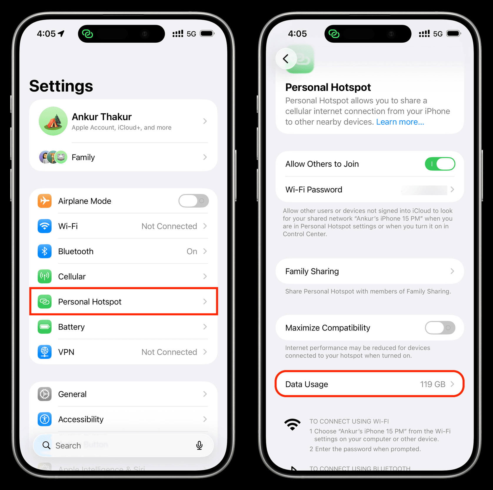 Как посмотреть трафик режима модема. В настройках режима модема появился новый пункт. Изображение: idownloadblog.com. Фото.