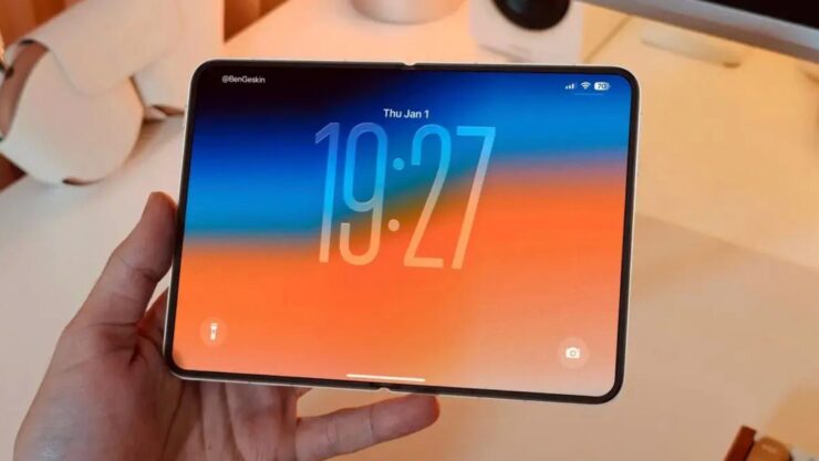 Чем iPhone Fold отличается от обычных iPhone. Открыли и получили мини-планшет. Удобно. Изображение: phonearena.com. Фото.