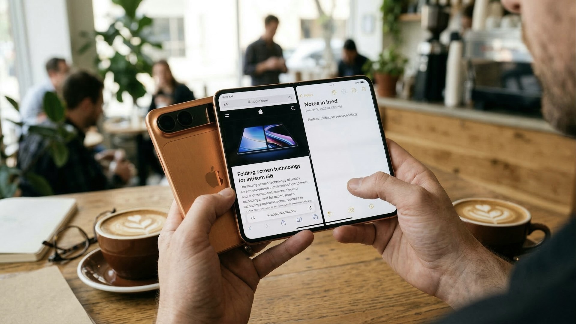 Что изменится в iOS 27 для iPhone Fold. Можно будет открывать два приложения на одном экране. Изображение: hk01.com. Фото.