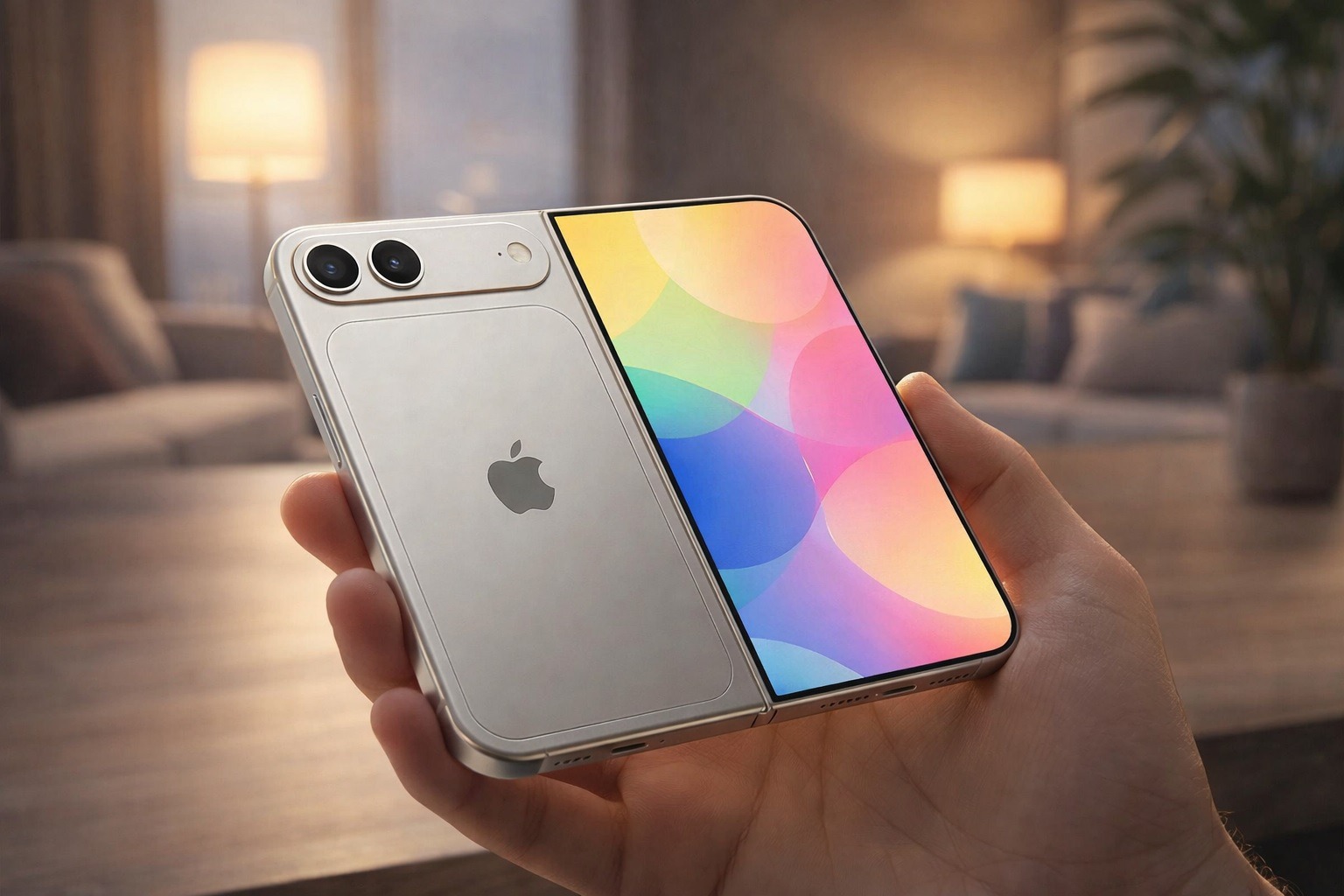 Как Apple уберет складку в iPhone Fold. В разложенном виде вы получите практически полноценный мини-планшет. Изображение: bez-kabli.pl. Фото.