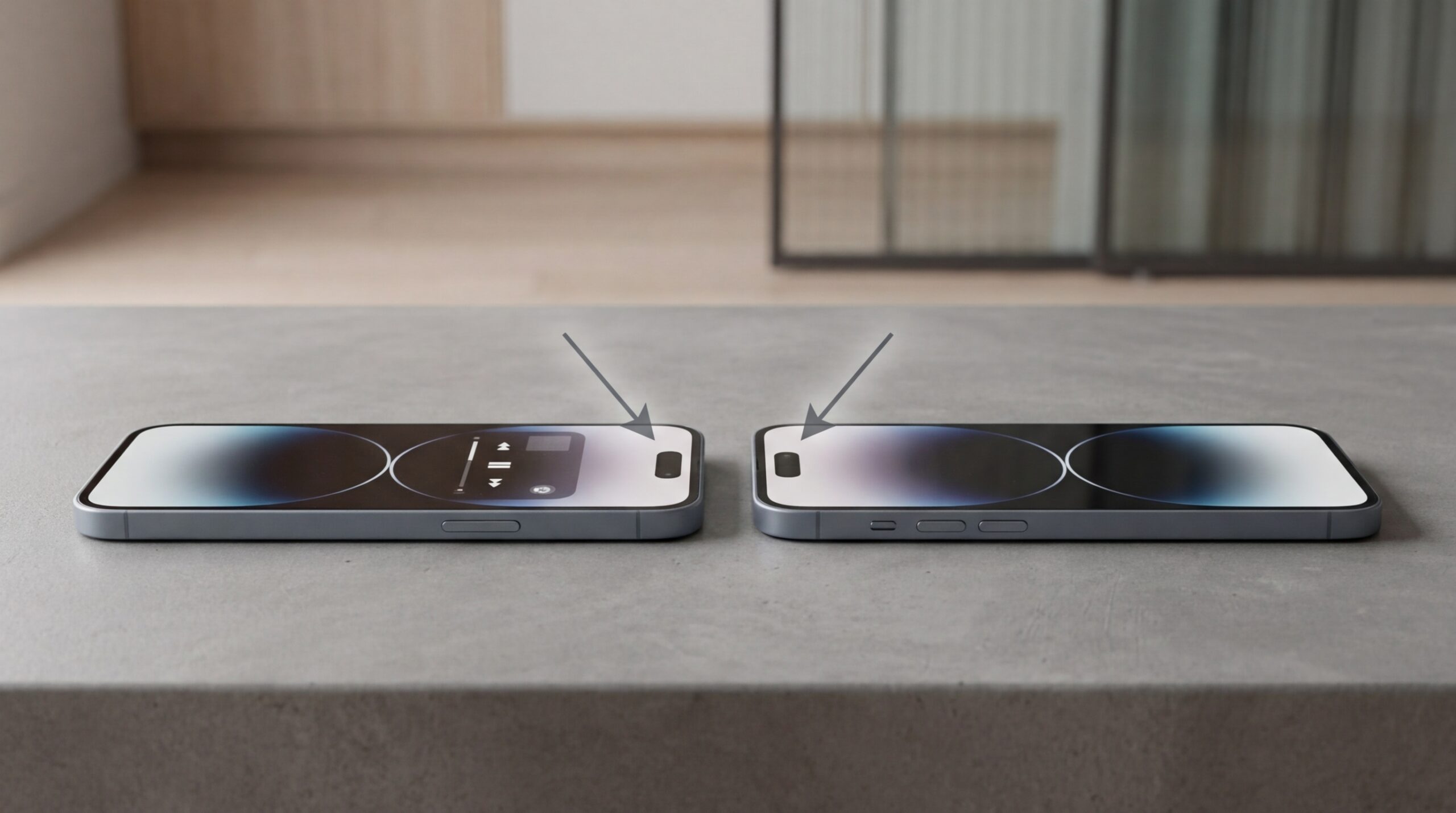 Сравнение текущего и предполагаемого уменьшенного Dynamic Island