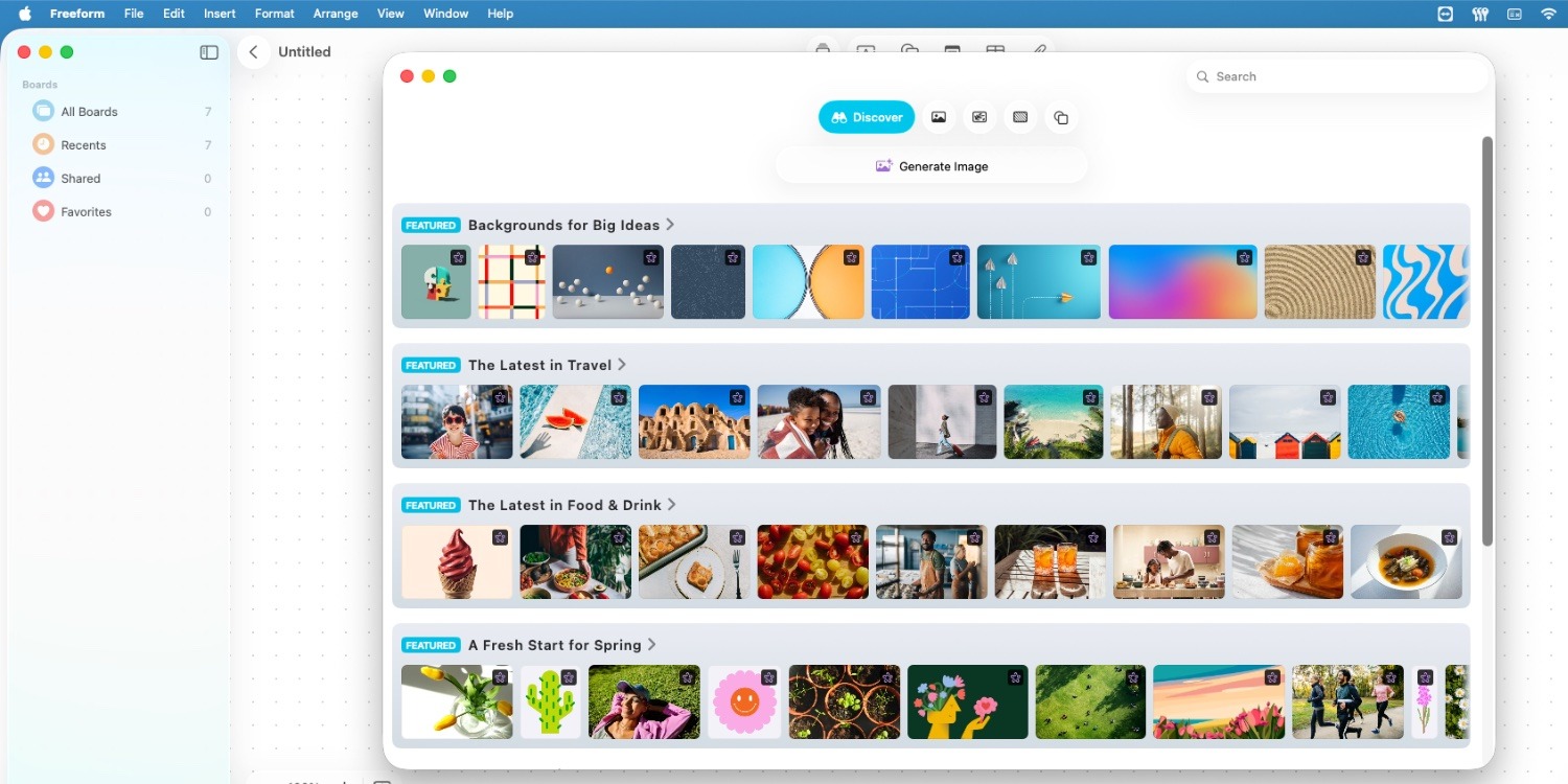 Новые функции Freeform в macOS 26.4. Опция новая, но только для тех, кто платит за Creator Studio. Изображение: 9to5mac.com. Фото.