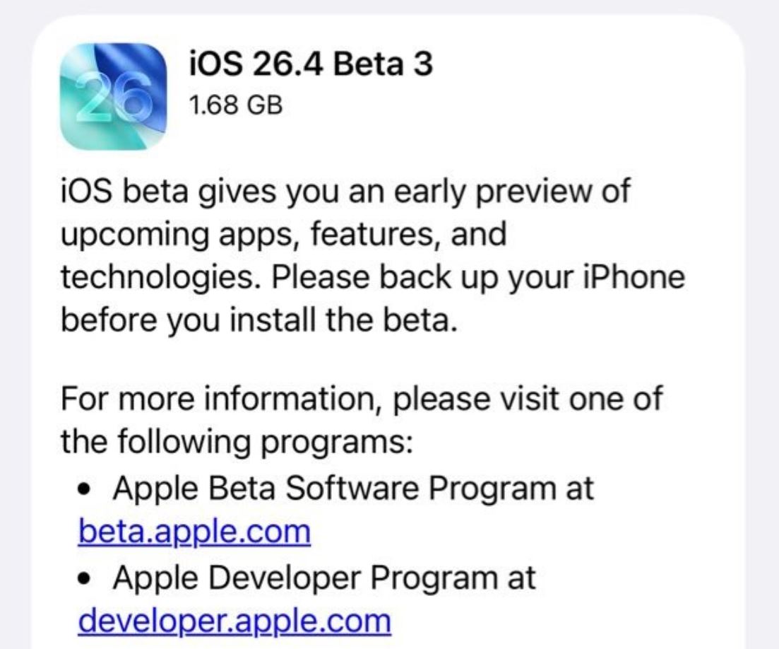 Как скачать iOS 26.4 beta 3. Новая версия уже есть в настройках Айфона. Как скачать iOS 26.4 beta 3. Новая версия уже есть в настройках Айфона. Фото.