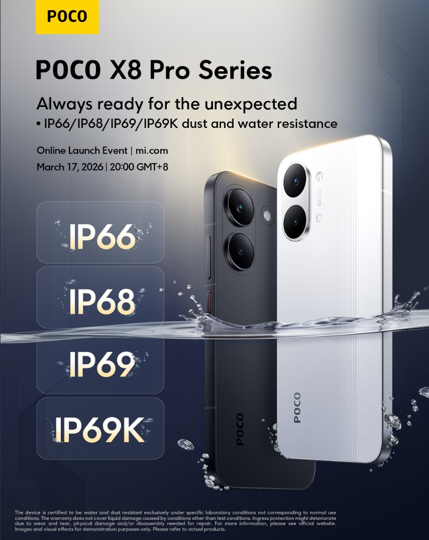 Основные характеристики POCO X8 Pro и X8 Pro Max. Корпус защищен по полной программе. Фото.