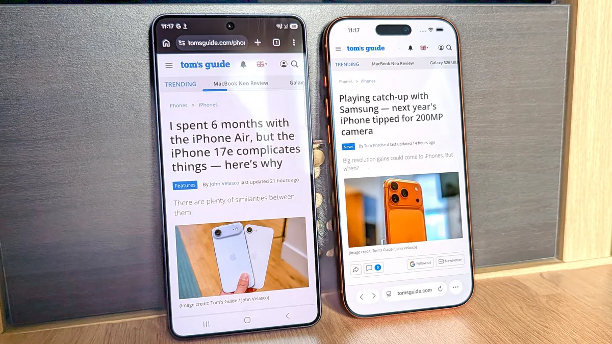 Какой экран лучше — у iPhone 17 Pro Max или у Samsung S26 Ultra. Оба смартфона выдают хорошую картинку. Изображение: tomsguide.com. Фото.
