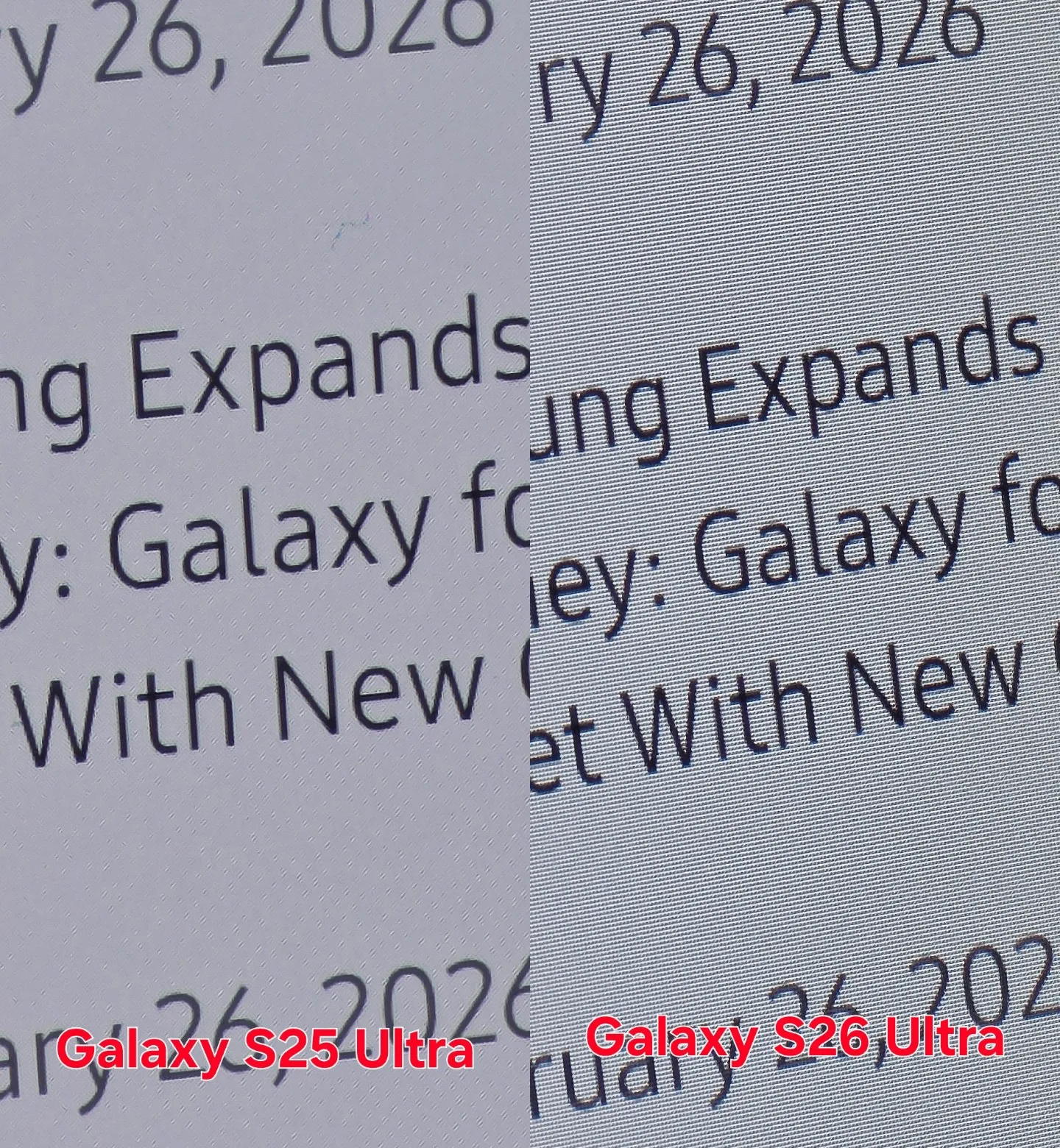 Какой экран лучше — у iPhone 17 Pro Max или у Samsung S26 Ultra. Готовы к зернистому экрану в S26 Ultra. Изображение: x.com. Фото.