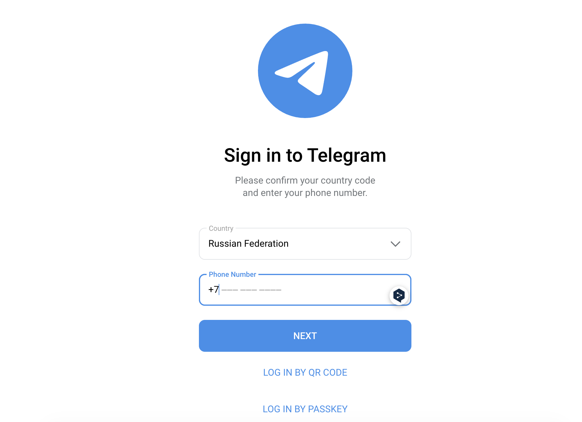 Как войти в Telegram Web по номеру телефона. Введите номер и получите код подтверждения. Фото.