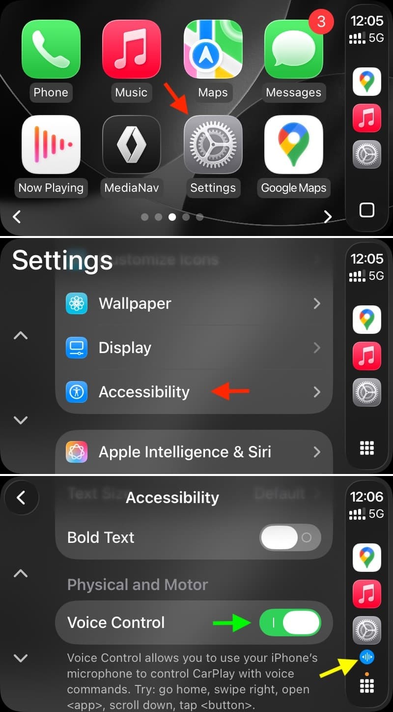 Где находится Voice Control в настройках CarPlay. Все настройки универсального доступа спрятаны глубоко в меню CarPlay — неудивительно, что многие о них даже не подозревают. Изображение: idownloadblog.com. Фото.