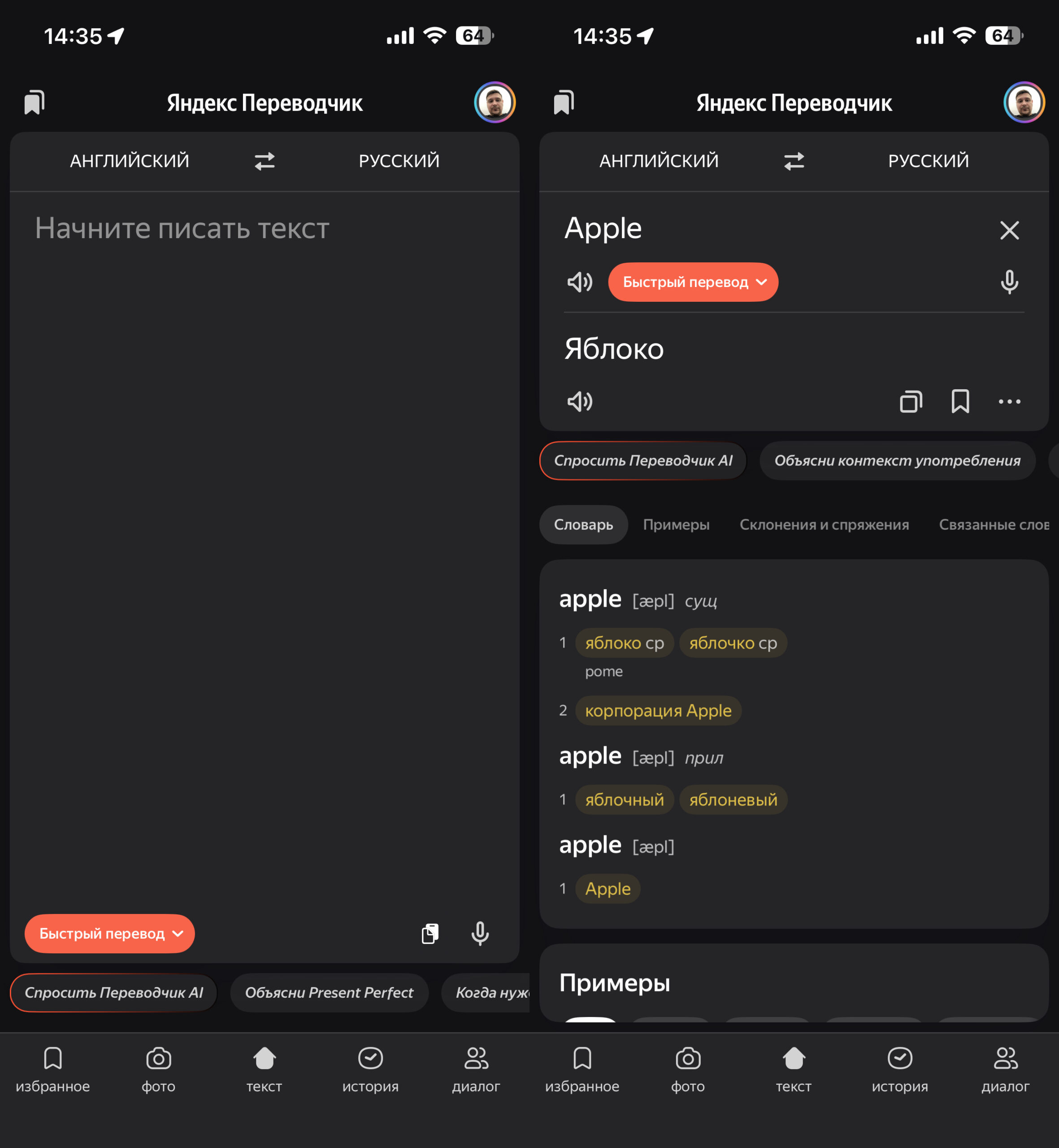 Яндекс Переводчик для iPhone и Android — лучший для русского языка. Переводчиком от Яндекса будут довольны большинство пользователей. Фото.