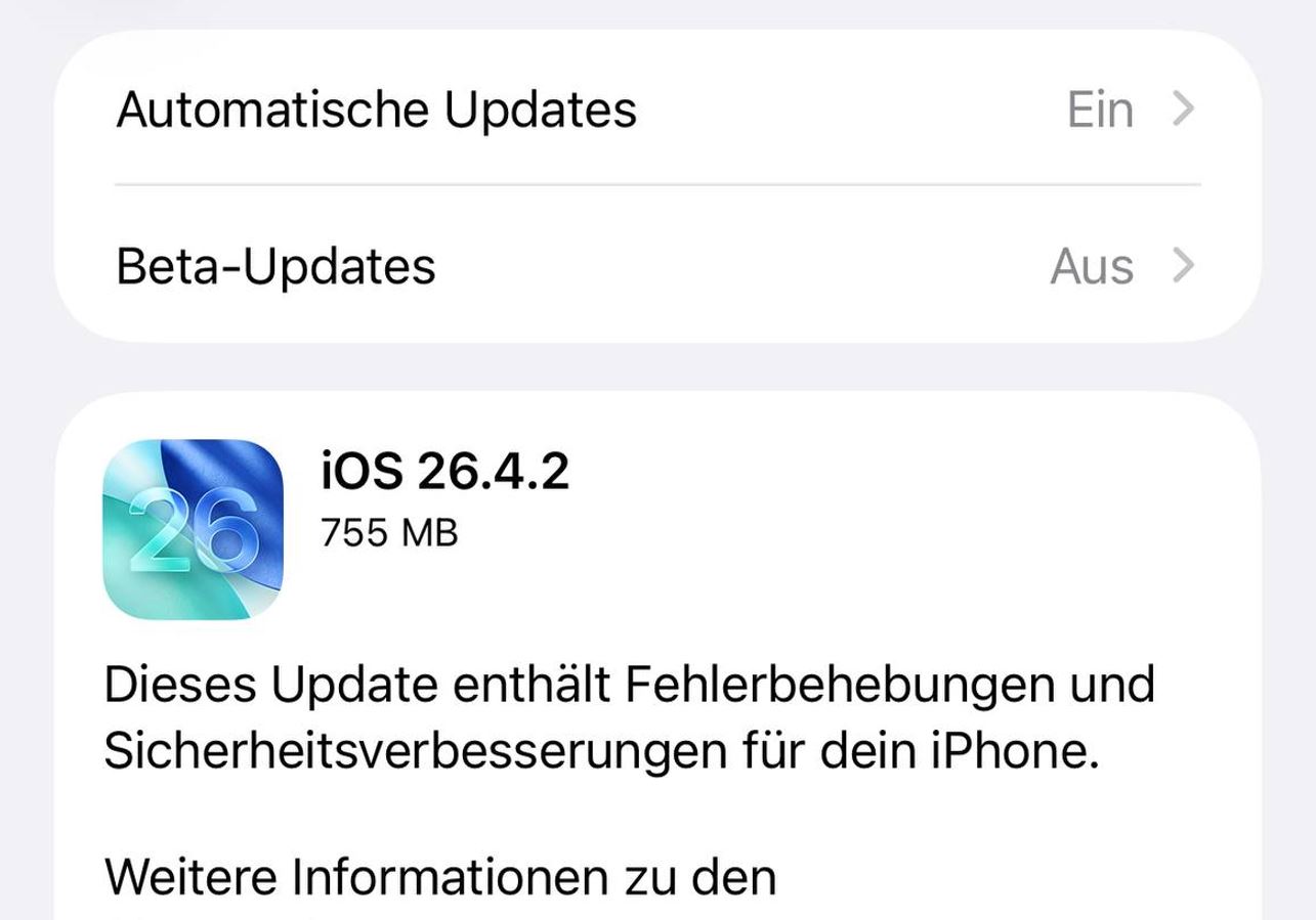 Как установить iOS 26.4.2. Новая iOS уже доступна в настройках Айфона. Фото.