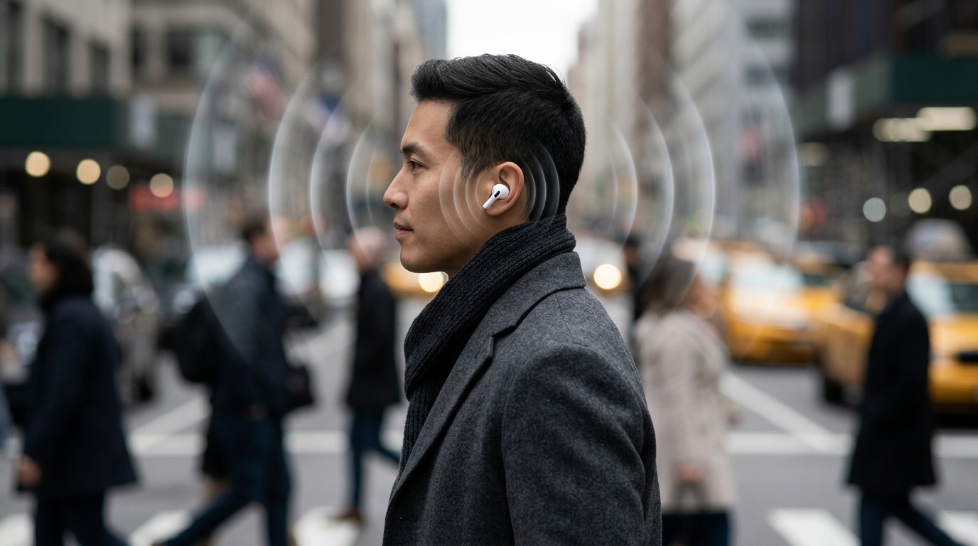 Активное шумоподавление AirPods Pro 3 эффективно даже на шумной улице или в метро