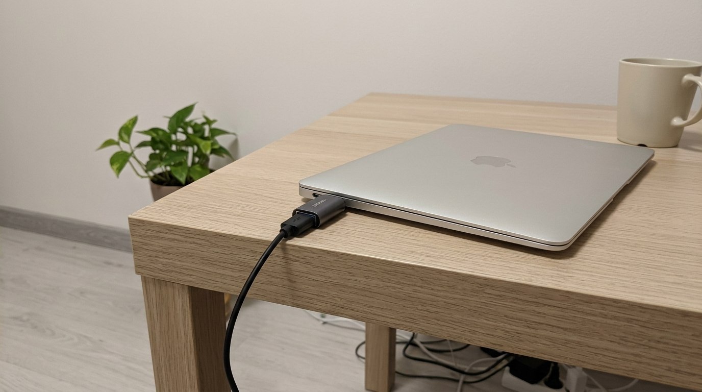 Переходник с USB-A на Type-C за копейки. С таким переходником к Маку можно подключить любые флешки. Фото.