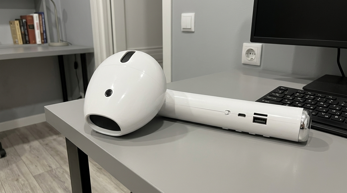 Bluetooth-колонка в виде гигантского AirPods — заказал ради шутки, оставил навсегда. Гости видят эту штуку и не могут пройти мимо — фотографируют все без исключения.. Фото.