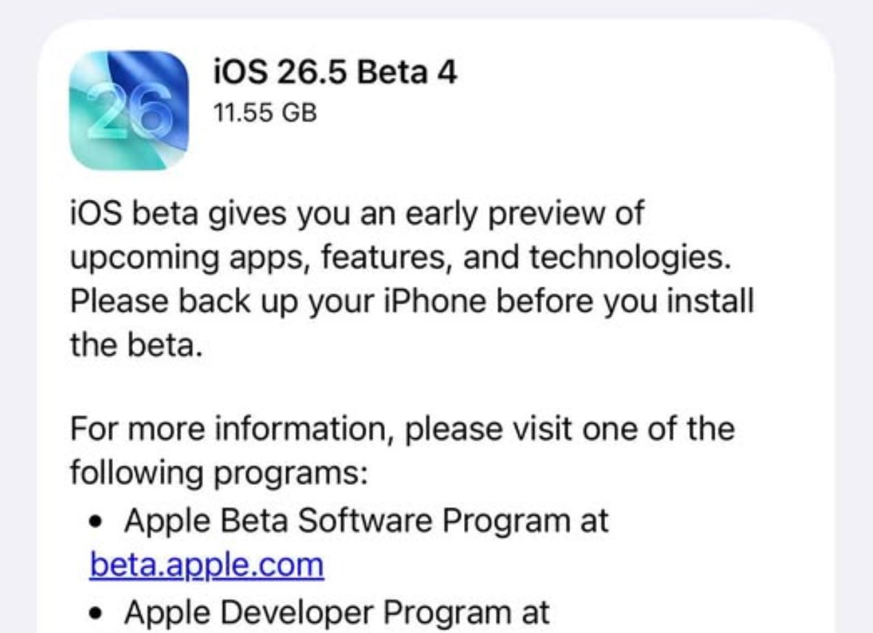 Как установить iOS 26.5 beta 4. Новая бета-версия уже есть в настройках Айфона. Фото.