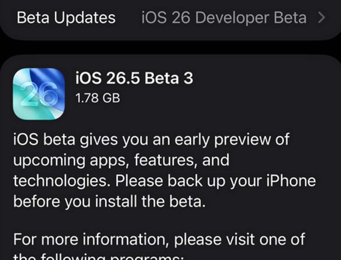 Как установить iOS 26.5 beta 3 на iPhone. Бета уже есть в настройках Айфона. Фото.