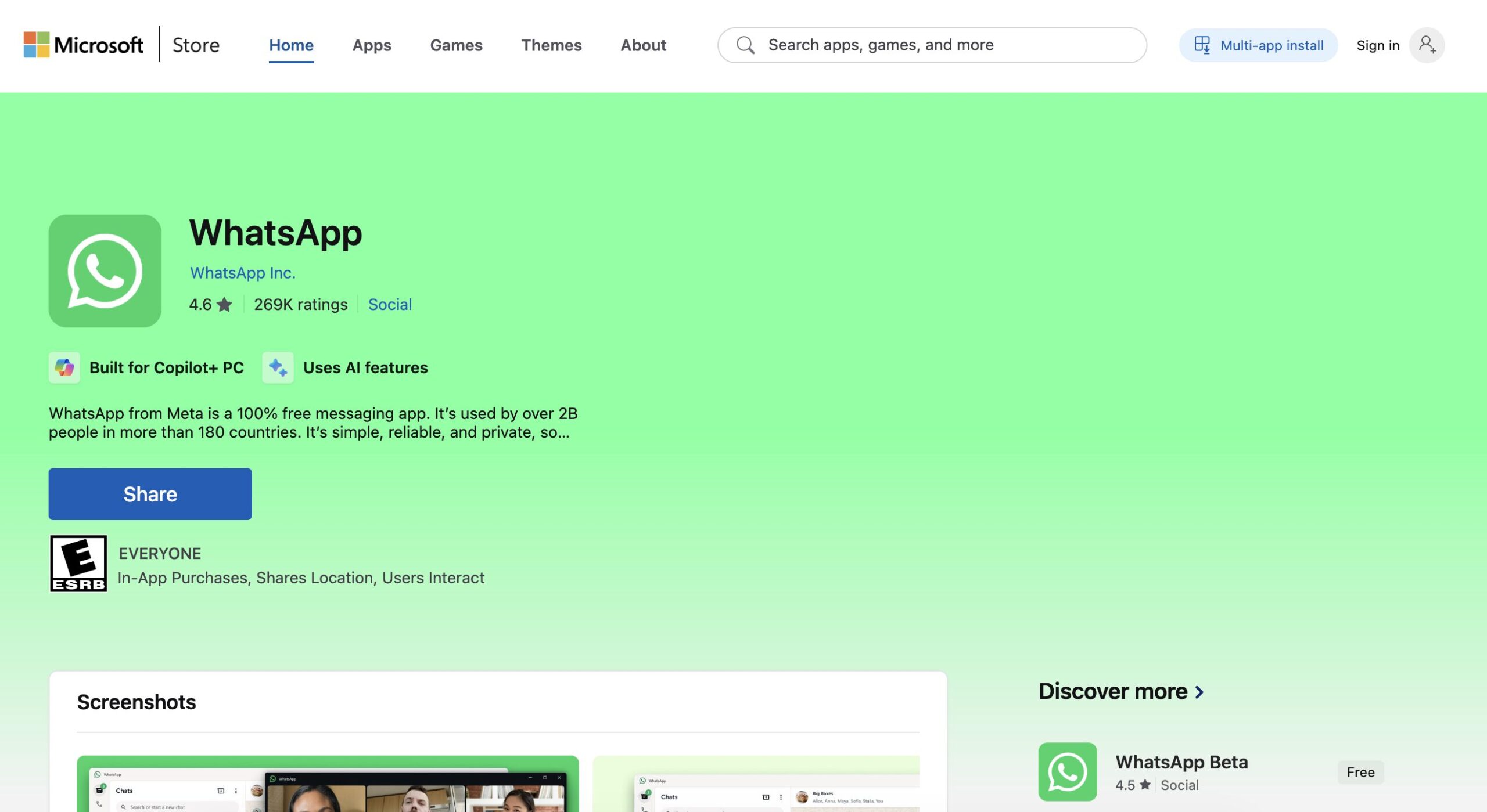 Как скачать WhatsApp* на компьютер с Windows 10 и Windows 11. Можно скачать из магазина приложений. Фото.